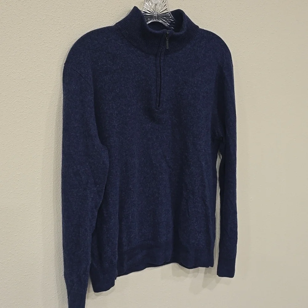 Enzo Merino Wool Quarter Zip All Season Relaxed Fit Pullover Sweater sz M